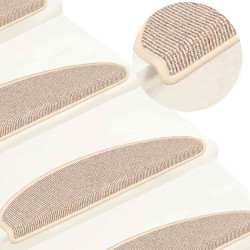 Tapetes de escada 15 peças 65x21x4 cm branco e marrom semicircular grande