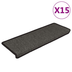 Tapetes escada adesivos aspeto sisal 15pcs 65x21x4 cm antracite