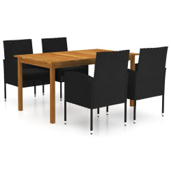 5 Pcs conjunto de jantar para jardim preto