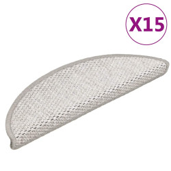 Tapetes escada adesivos aspeto sisal 15 pcs 56x17x3cm platinado