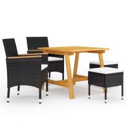 5 Pcs conjunto de jantar para jardim preto