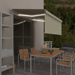 Toldo automático c/ estore/LED/sensor de vento 3x2,5m cor creme