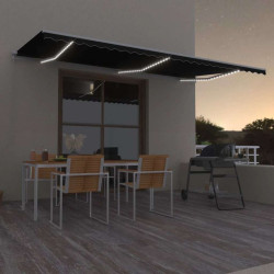 Toldo retrátil manual com LED 600x300 cm antracite