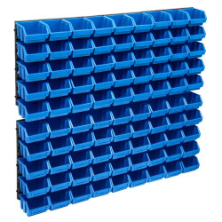 96 Pcs kit caixas arrumação com painéis parede azul e preto