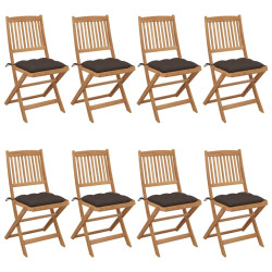 Cadeiras de jardim dobráveis 8 pcs c/ almofadões acácia maciça