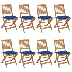 Cadeiras de jardim dobráveis 8 pcs c/ almofadões acácia maciça