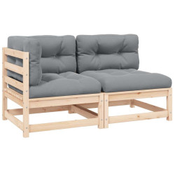 2 Pcs conjunto lounge de jardim com almofadões pinho maciço