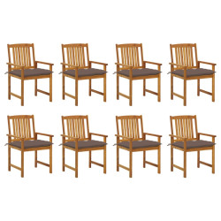 Cadeiras de jardim com almofadões 8 pcs acácia maciça