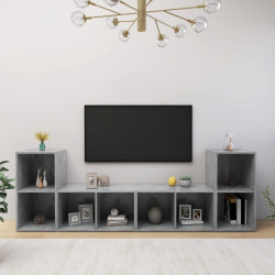 Móveis de TV 4 pcs derivados de madeira cinzento cimento