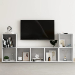 3 Pcs conjunto de móveis para TV contraplacado branco