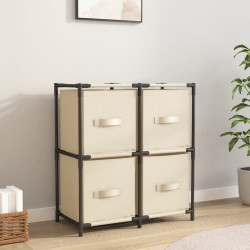 Armário de arrumação com 4 cestos tecido 63x30x71 cm aço creme