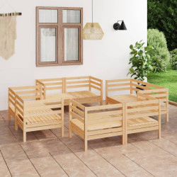 8 Pcs conjunto lounge de jardim pinho maciço