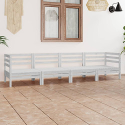4 Pcs conjunto lounge de jardim pinho maciço branco