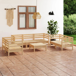 8 Pcs conjunto lounge de jardim pinho maciço