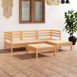 5 Pcs conjunto lounge de jardim pinho maciço