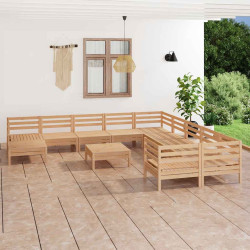12 Pcs conjunto lounge de jardim pinho maciço