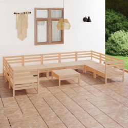 10 Pcs conjunto lounge de jardim pinho maciço