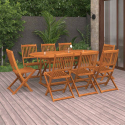 9 Pcs conj. de jantar para jardim 180x90x75 cm acácia maciça
