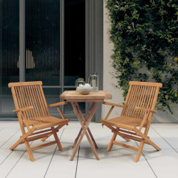 3 Pcs conjunto de jantar para jardim madeira de teca maciça