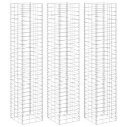 Canteiro/gabião elevado 3 pcs 30x30x200 cm ferro