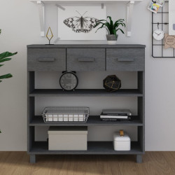 Mesa consola hamar 90x35x90 cm pinho maciço cinza-escuro