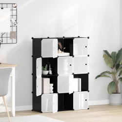 Organizador de arrumação com 12 cubos e portas PP preto