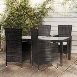 5 Pcs conjunto jantar exterior com almofadões vime PE preto