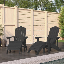 Cadeiras jardim adirondack c/ apoio de pés 2 pcs pead antracite