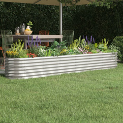 Canteiro elevado jardim 260x40x36cm aço galvanizado prateado
