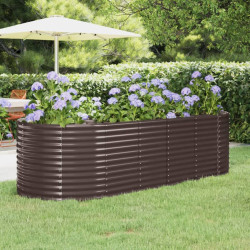 Canteiro elevado jardim 249x100x68 aço galvanizado castanho