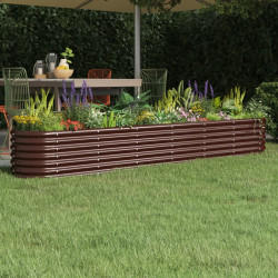 Canteiro elevado jardim 260x40x36cm aço galvanizado castanho