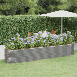 Canteiro elevado jardim 368x80x68cm aço galvanizado cinzento
