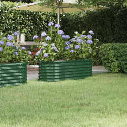 Canteiro elevado jardim 114x40x36 cm aço galvanizado verde