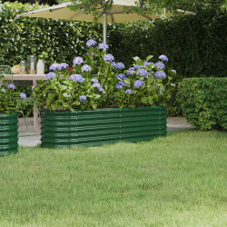 Canteiro elevado jardim 152x40x36 cm aço galvanizado verde