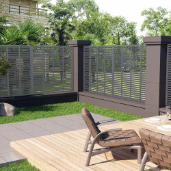 Painel de vedação estilo veneziana wpc 180x180 cm cinzento