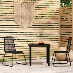 3 Pcs conjunto de jantar para jardim preto