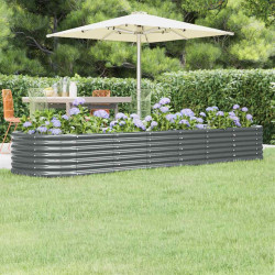 Canteiro elevado jardim 296x80x36 aço galvanizado antracite