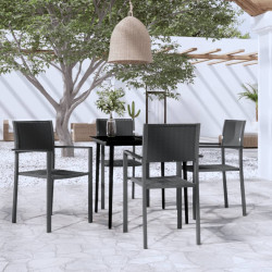 5 Pcs conjunto de jantar para jardim preto