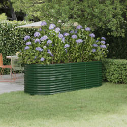 Canteiro elevado jardim 224x80x68 cm aço galvanizado verde