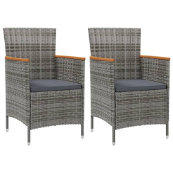 Cadeiras de jantar para jardim 2 pcs vime PE cinzento