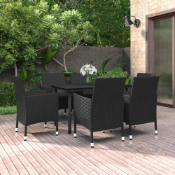 7 Pcs conjunto de jantar p/ jardim c/ almofadões vime PE/vidro