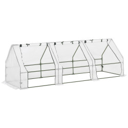 Estufa de jardim terraço 270x90x90 cm tipo casa tubo de aço com 3 janelas estufa pequena para cultivo de plantas branco translúcido