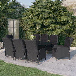 9 Pcs conjunto de jantar para jardim cinzento-escuro