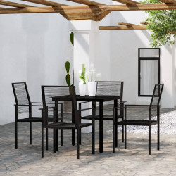 5 Pcs conjunto de jantar para jardim preto