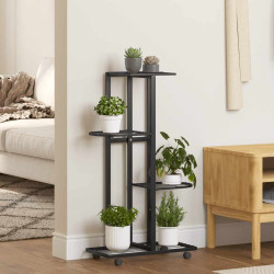 Suporte vasos c/ 4 prateleiras e rodas 44x23x80 cm ferro preto