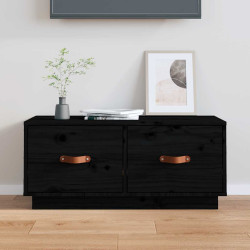 Móvel de TV 80x34x35 cm madeira de pinho maciça preto