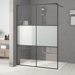 Divisória de chuveiro 140x195 cm vidro semiopaco esg preto