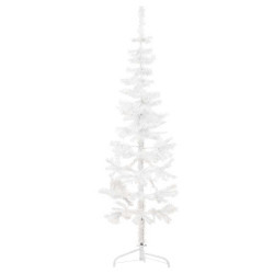 Meia árvore de natal fina com suporte 180 cm branco