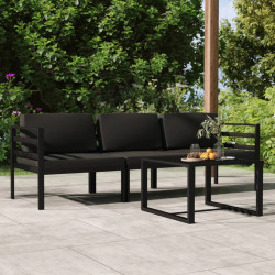 4 Pcs conjunto lounge jardim com almofadões alumínio antracite