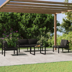 5 Pcs conjunto lounge jardim com almofadões alumínio antracite